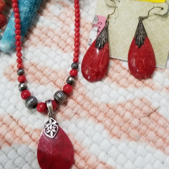 Coral Sterling Carolyn Pollack+3 pc set - Picture 3 of 4